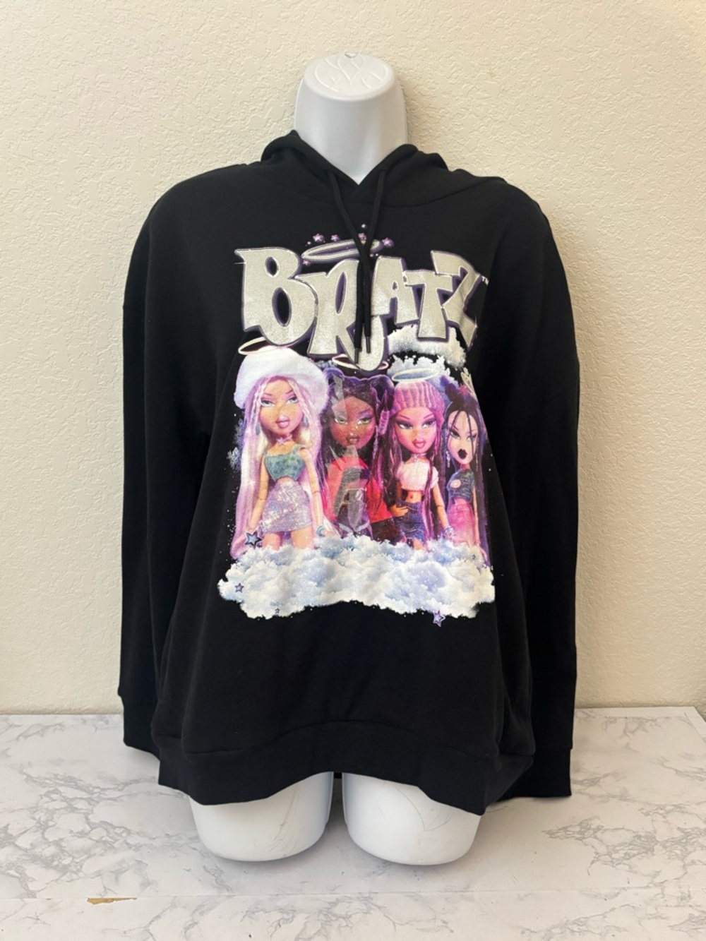 Bratz Womens Sweatshirt Hoodie Adult Size M Long Sleeve Pullover Black